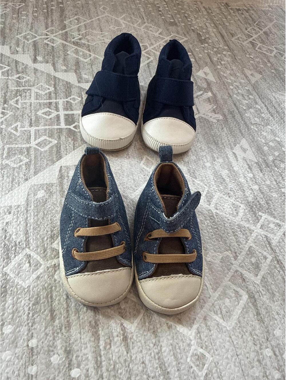 Baby Toddler Blue Denim and Navy Blue Slip-On Shoes